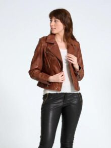 Moltan Skind Jakke- DARK COGNAC 1