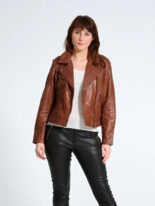 Moltan Skind Jakke- DARK COGNAC