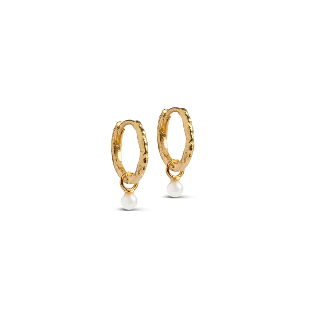 Enamel øreringe Hoops Belle - Farve Pearl 1