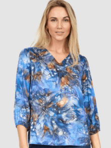 2 Biz Bluse Ganitta - Blue Flower