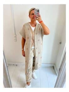 Boho Love Lang vest med hjerte - Beige 1 ny
