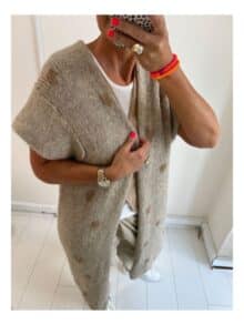 Boho Love Lang vest med hjerte - Beige 2 ny
