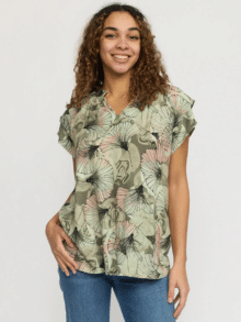 2 Biz bluse Pirlo.sp25 - Khaki Leaf