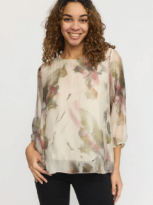 2Biz Bluse Sassi.sp25 Rose Flower – Feminin og elegant bluse med blomsterprint