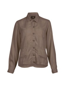 NÜ Bluse YoYo 8320 i farve 230 Mud – elegant bluse med detaljer på ærmer og hals, perfekt til både hverdag og fest.
