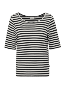 Red & Green T-shirt Hedy i Black Stripe – klassisk T-shirt med striber til kvinder