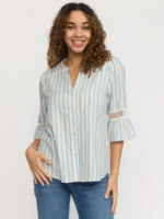 2 Biz Bluse jopop.sp25 - Blue sand stripe