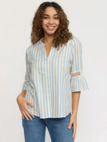 2 Biz Bluse jopop.sp25 - Blue sand stripe