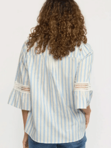 2 Biz Bluse jopop.sp25 - Blue sand stripe 1