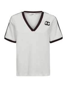 Co'couture Edgecc Stripe V-Tee 33161 Off White Mocca T-shirt til kvinder