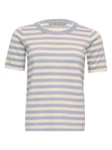 Costa Mani Blondie Strik 2504600 i Zen Blue – let og stilfuld blå strik med rund hals og afslappet pasform. 1