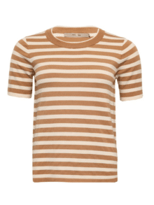 Costa Mani Strik Blondie 2504600 i Whisper Stripe – let strik med rund hals og bløde striber i lyse nuancer.