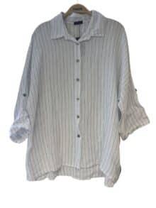 Qnuz Dolly Striped linen shirt - White