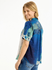 In front Bluse 16764 - Blue 1