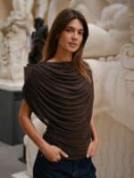 Neo Noir Cottuna Mesh Bluse - Brun5