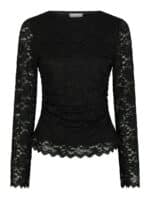Neo Noir Lenide Lace Bluse - Sort
