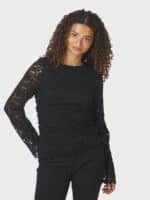 Neo Noir Lenide Lace Bluse - Sort2