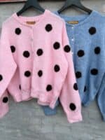 Boho Love Strikcardigan - Blue Dot