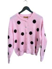 Boho Love Strikcardigan b1320 - Pink Dot