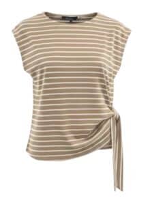 Red Button Bluse Terry Stripe - Pebble