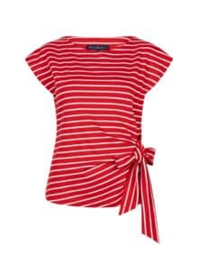 Red Button Bluse Terry Stripe - Rød