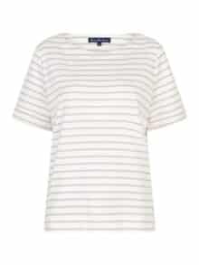 Red Button T-Shirt Terry Stripe - Pebble