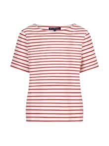 Red Button T-Shirt Terry Stripe - Rød