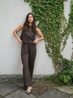 Neo Noir Sonar Linen Pants - Brown5