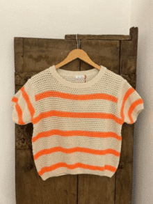 Not Sisters Strik Stripe 23198 off white stribet strik dame klassisk striktrøje