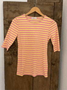 Not Sisters T-Shirt Everyday 60558 pink yellow basis t-shirt dame farverig rosa gul top sommer style