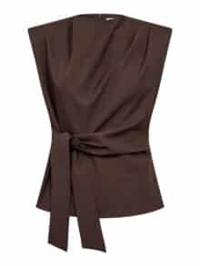 Co´Couture Luna Pleat Top - Dark Brown
