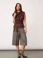 Co´Couture Luna Pleat Top - Dark Brown4