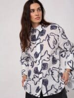Co´Couture Skjorte Elric Flower - Navy2