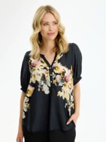 In Front Linse Bluse - Black