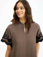 In Front lori Dress - Brown2