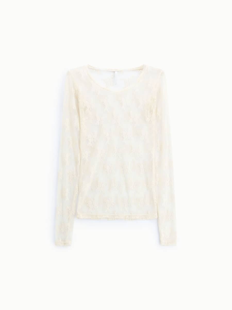 Imperial Mesh Bluse tw91mmx - Marmor