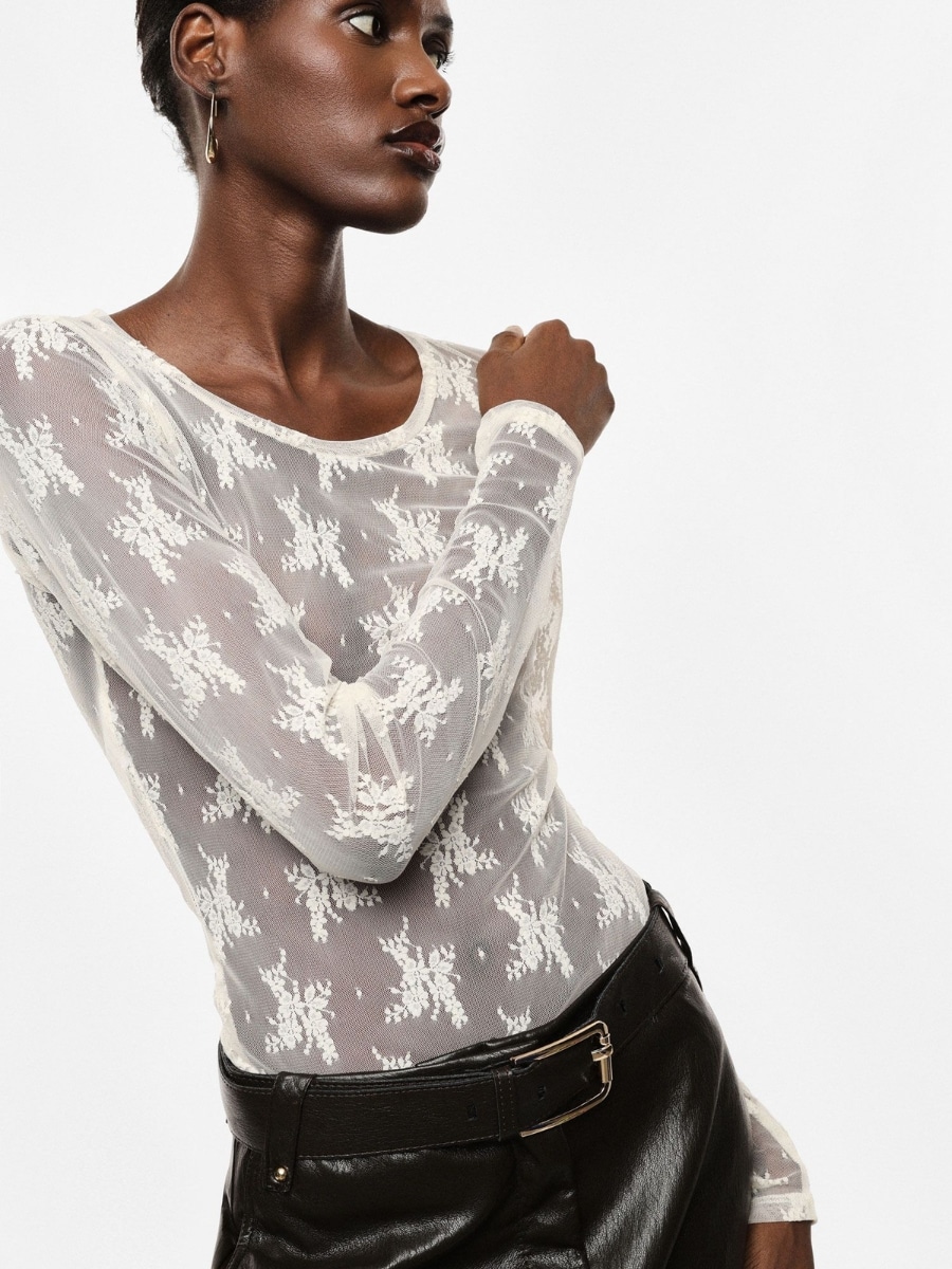 Imperial Mesh Bluse tw91mmx - Marmor1