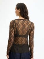 In Front Mesh Bluse - Brun1