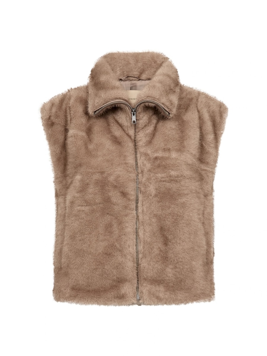 Soya Concept Fake Fur SC-Haye Vest - Camel