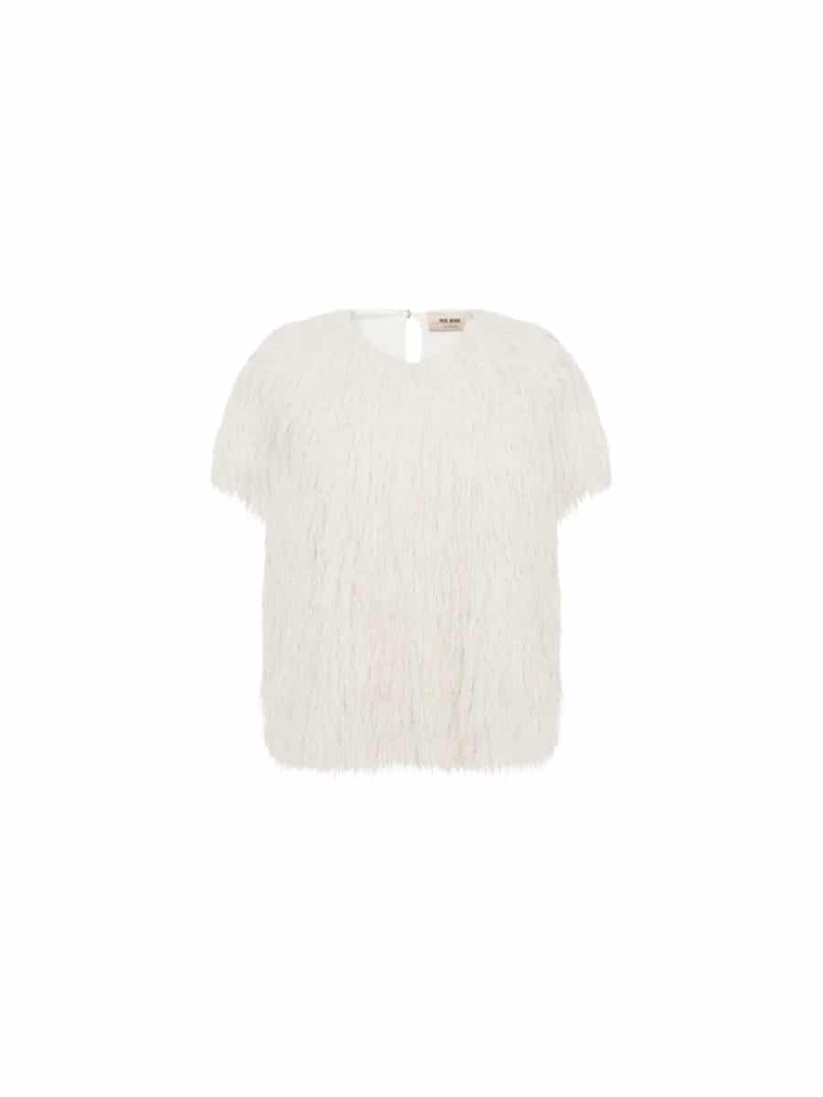 Mos Mosh Brim Faux Fur Tee - Ecru